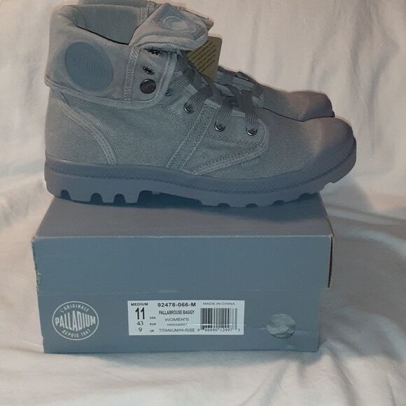 NEW Ladies Palladium Pallabrouse Grey Fold Up Combat Military Boots 11‎ - Picture 8 of 9
